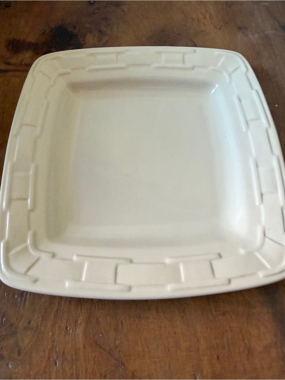 Longaberger Pottery Soft Square Luncheon Plates Ivory Woven Traditions